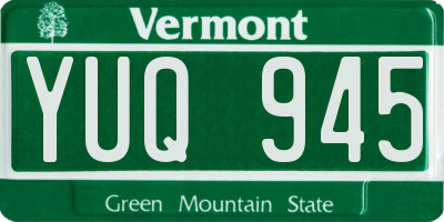 VT license plate YUQ945