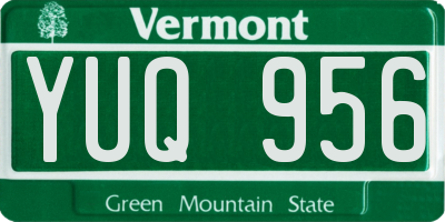 VT license plate YUQ956