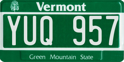 VT license plate YUQ957