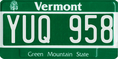 VT license plate YUQ958