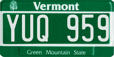 VT license plate YUQ959