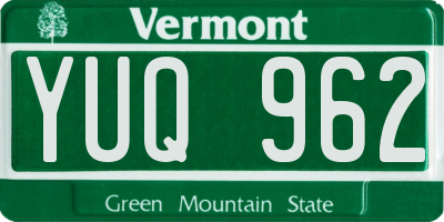 VT license plate YUQ962