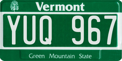 VT license plate YUQ967
