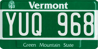 VT license plate YUQ968