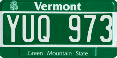 VT license plate YUQ973