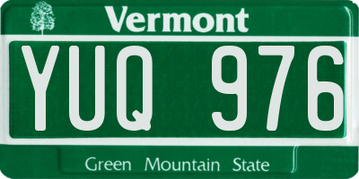 VT license plate YUQ976