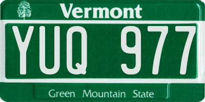 VT license plate YUQ977