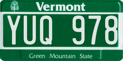 VT license plate YUQ978