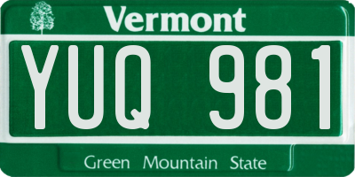 VT license plate YUQ981