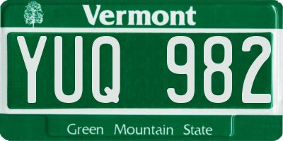 VT license plate YUQ982