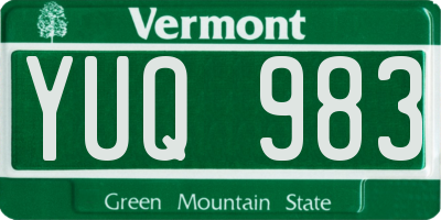 VT license plate YUQ983