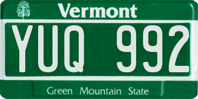 VT license plate YUQ992