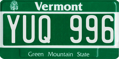 VT license plate YUQ996