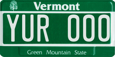 VT license plate YUR000