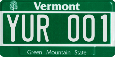 VT license plate YUR001