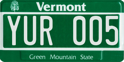 VT license plate YUR005