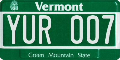 VT license plate YUR007