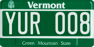 VT license plate YUR008