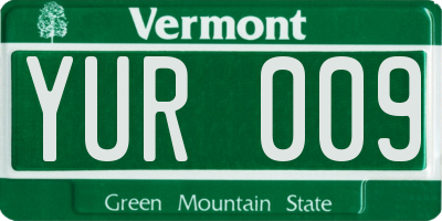VT license plate YUR009