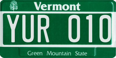 VT license plate YUR010