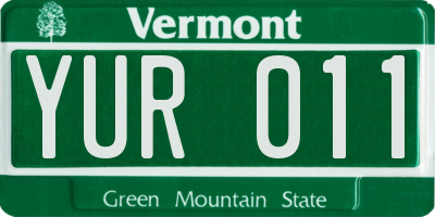 VT license plate YUR011