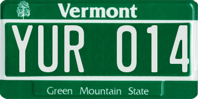 VT license plate YUR014