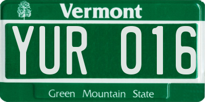 VT license plate YUR016