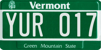 VT license plate YUR017