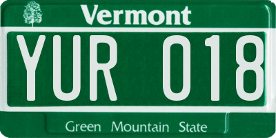 VT license plate YUR018