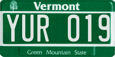 VT license plate YUR019