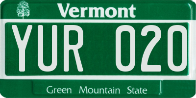 VT license plate YUR020