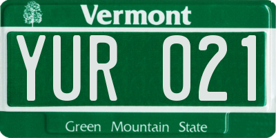 VT license plate YUR021