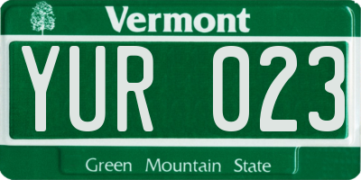 VT license plate YUR023