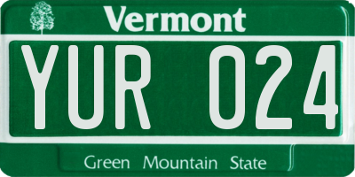 VT license plate YUR024