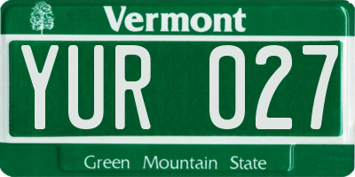 VT license plate YUR027