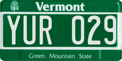 VT license plate YUR029