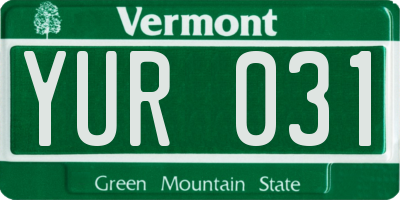 VT license plate YUR031