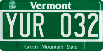 VT license plate YUR032