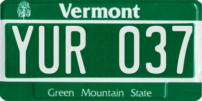 VT license plate YUR037