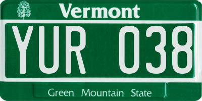VT license plate YUR038