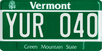 VT license plate YUR040