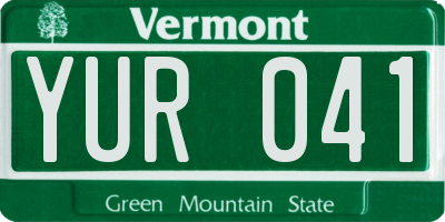 VT license plate YUR041