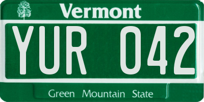 VT license plate YUR042