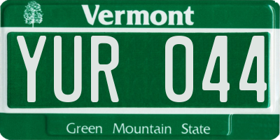 VT license plate YUR044