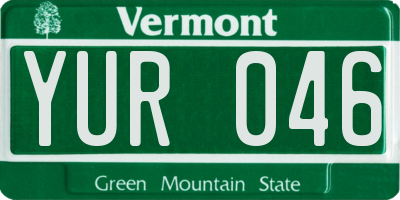 VT license plate YUR046