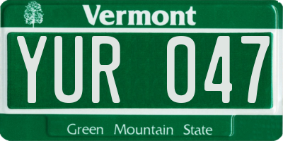 VT license plate YUR047
