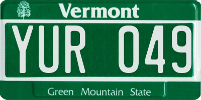 VT license plate YUR049