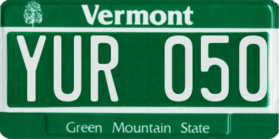 VT license plate YUR050