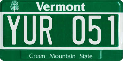 VT license plate YUR051