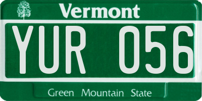 VT license plate YUR056